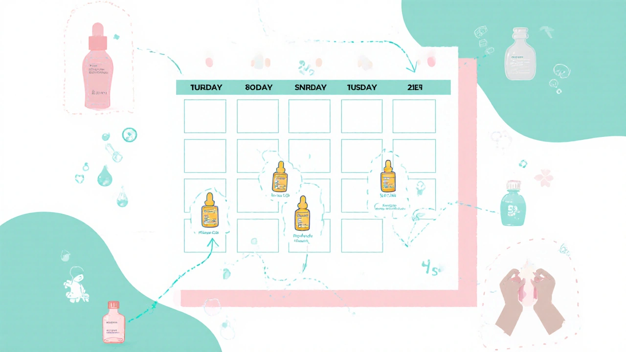 Kalendář ukazuje postupné zvyšování frekvence retinolu podle koncentrace.