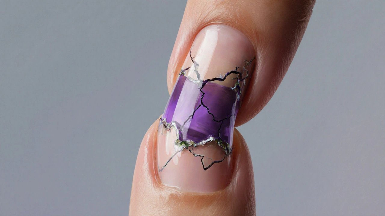 Zdravý neht roste pod odlepujícím gelovým povrchem, symbol obnovy.