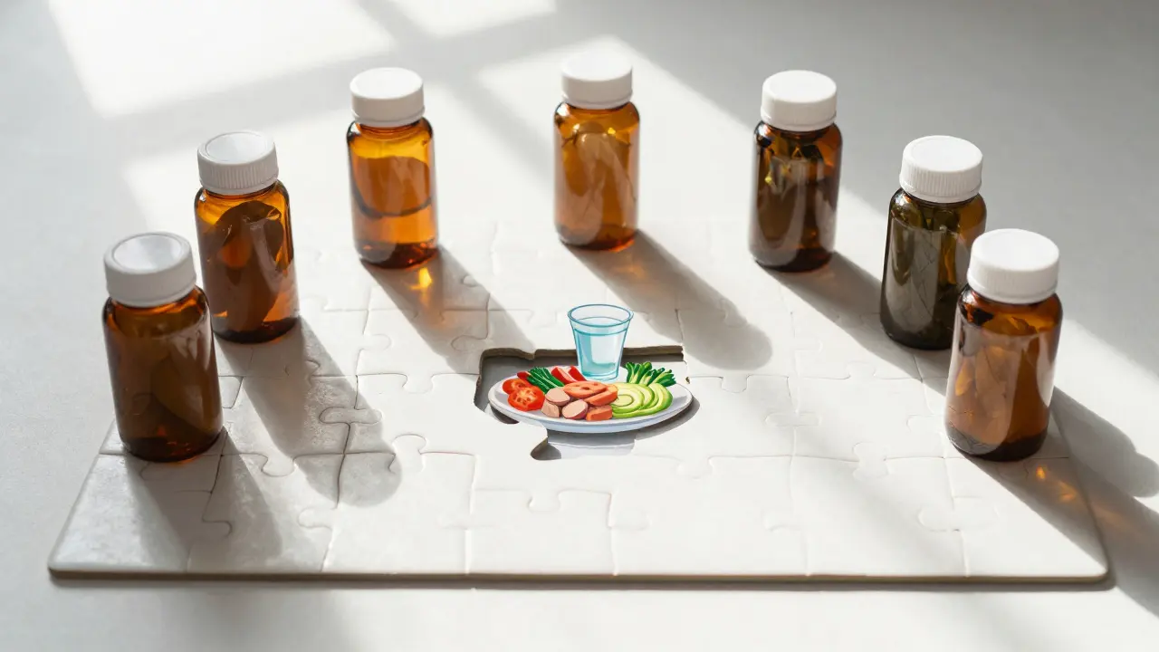 Skládačka s chybějícím středem ve tvaru vyváženého jídelníčku