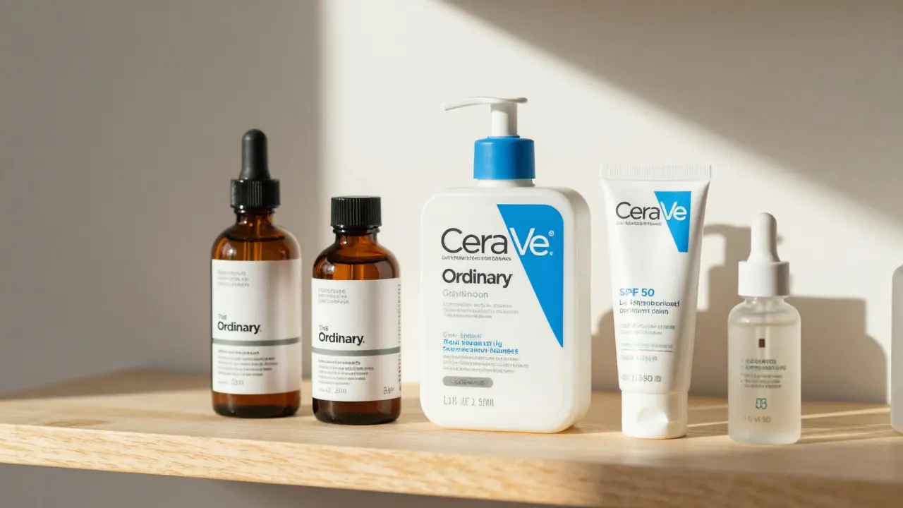 Přehled produktů pro začátečníky s retinolem a ochranou proti slunci.