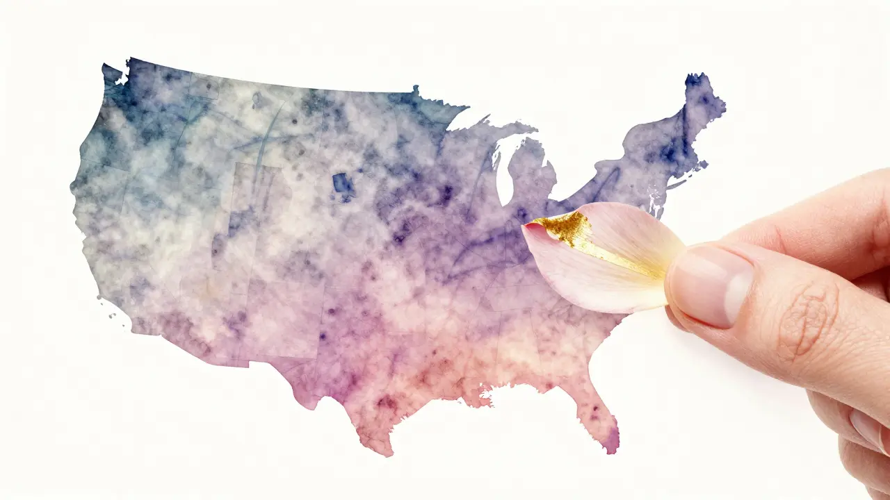 US čárka se mění v květinový lístek jako symbol krásy a sebevědomí.