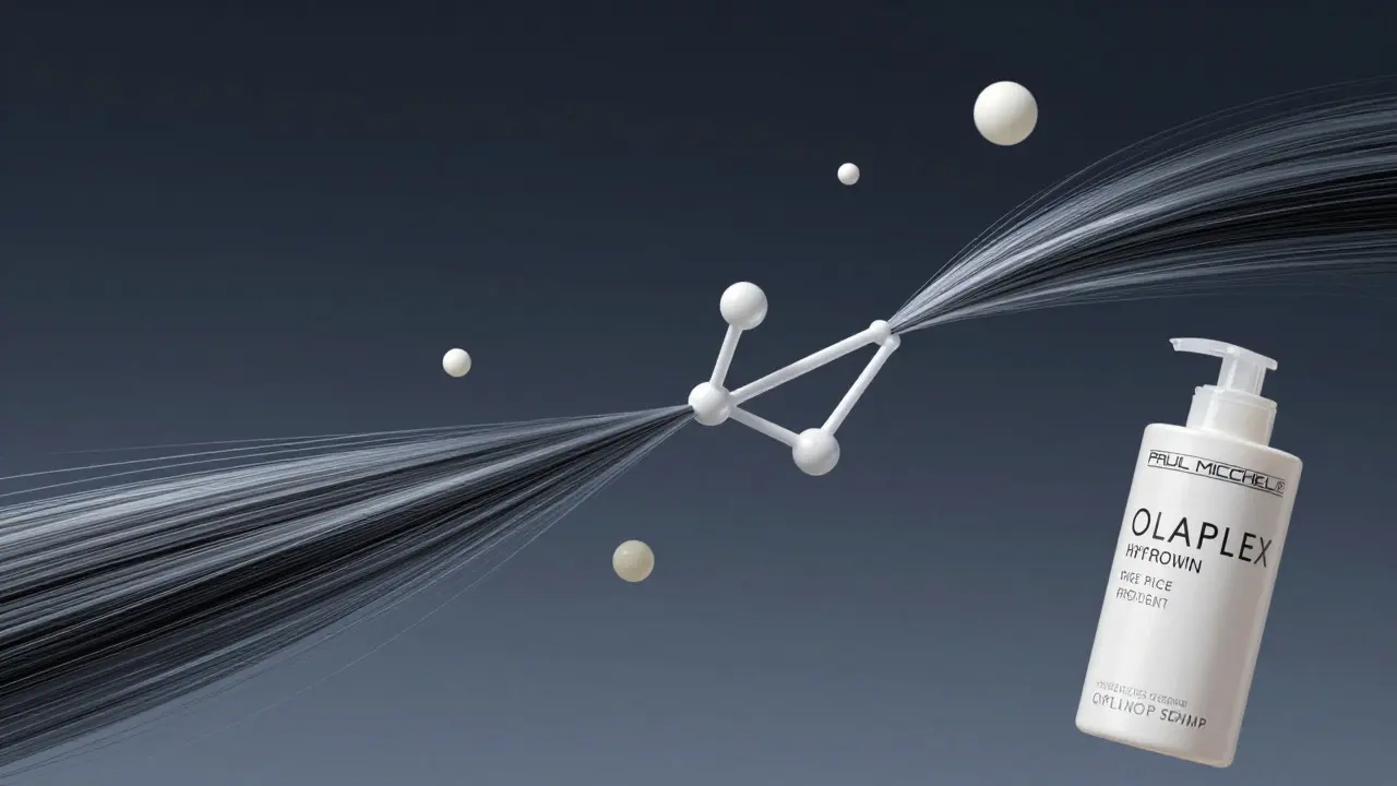 Zvětšený vlasový vlákno s opravovanými disulfidovými vazbami.