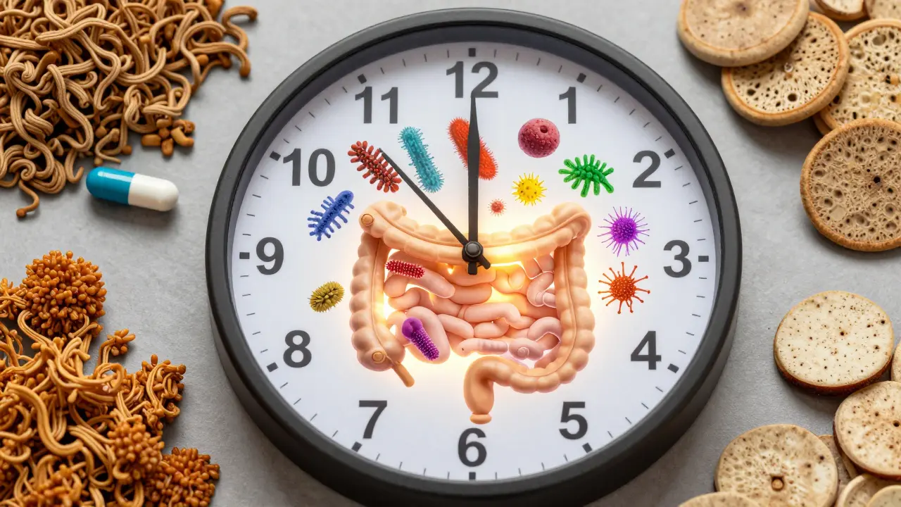 Časová osa obnovy střevní mikroflóry po léčbě antibiotiky