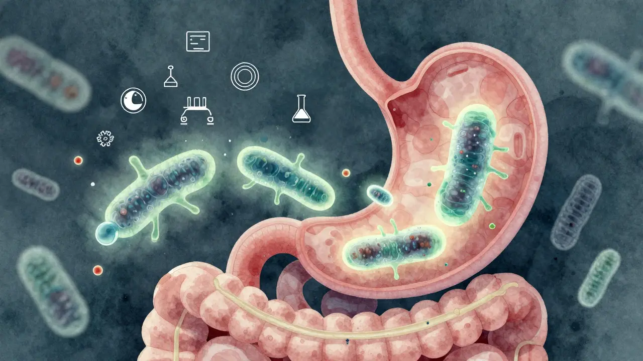 Živé bakterie přežívají cestu střevem, zatímco jiné se rozpadají v kyselém prostředí.