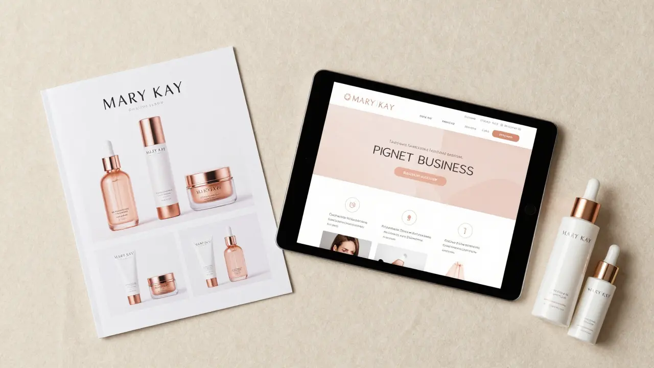 Katalog Mary Kay a digitální platforma pro řízení podnikání konzulentky.