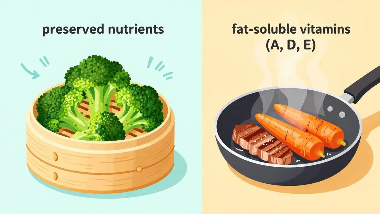 Pára vs smažení: zachování vitamínů při úpravě jídla