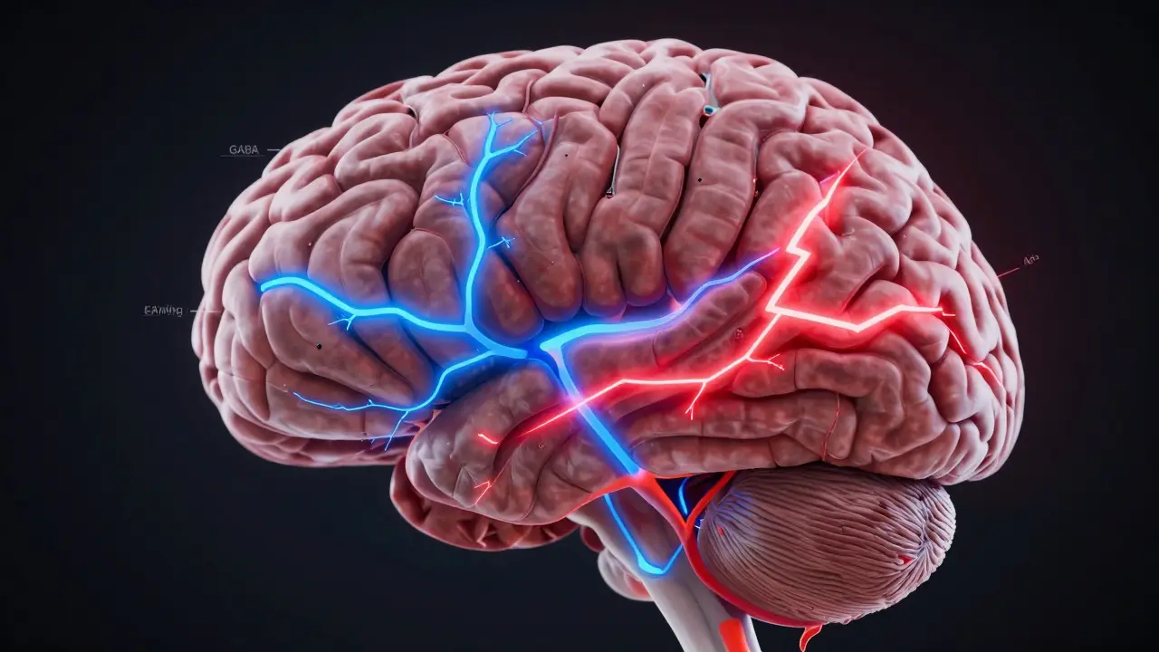 Ilustrace nerovnováhy neurotransmiterů v mozku