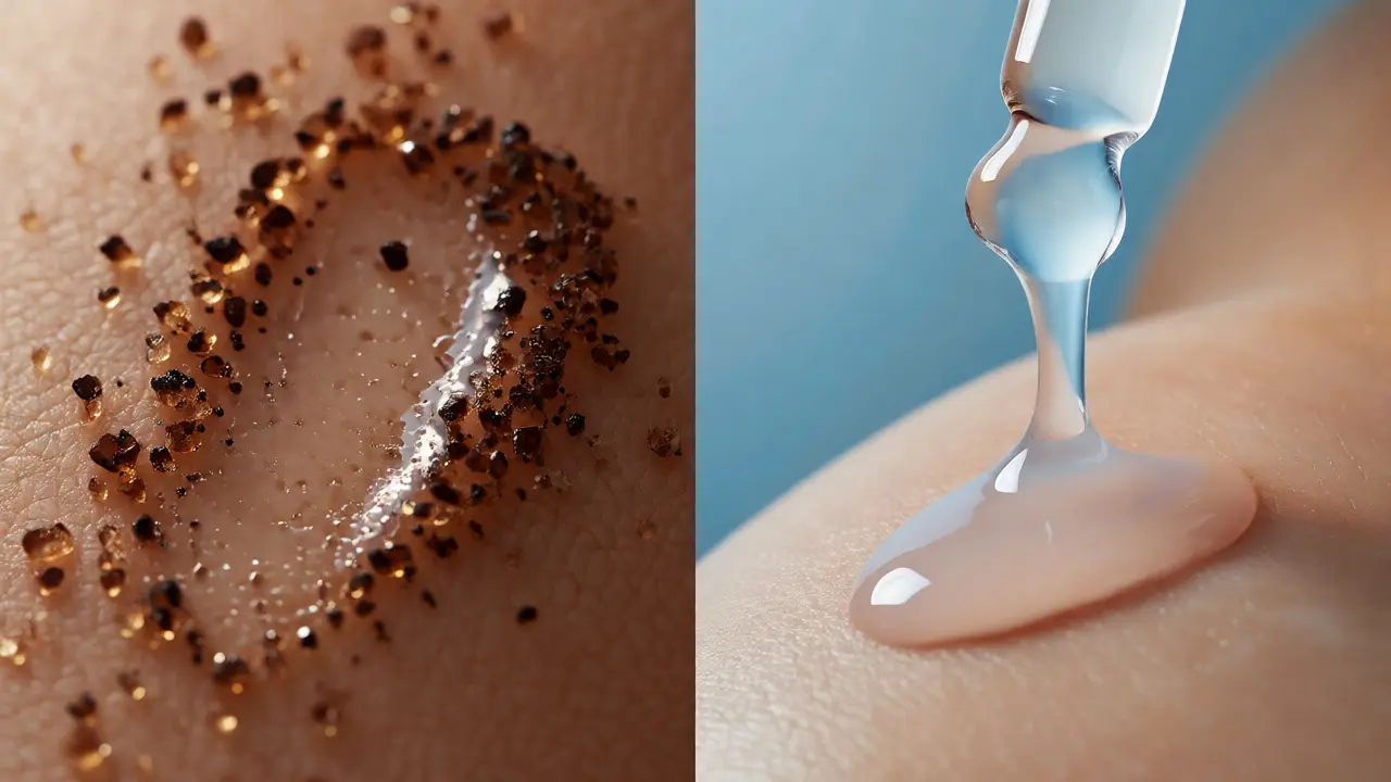 Srovnání mechanického peelingu a chemické tekutiny